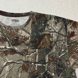 Russell Outdoors T-Shirt Mens XL Brown AP Camo Pocket Tee Hunting Gorpcore 4935